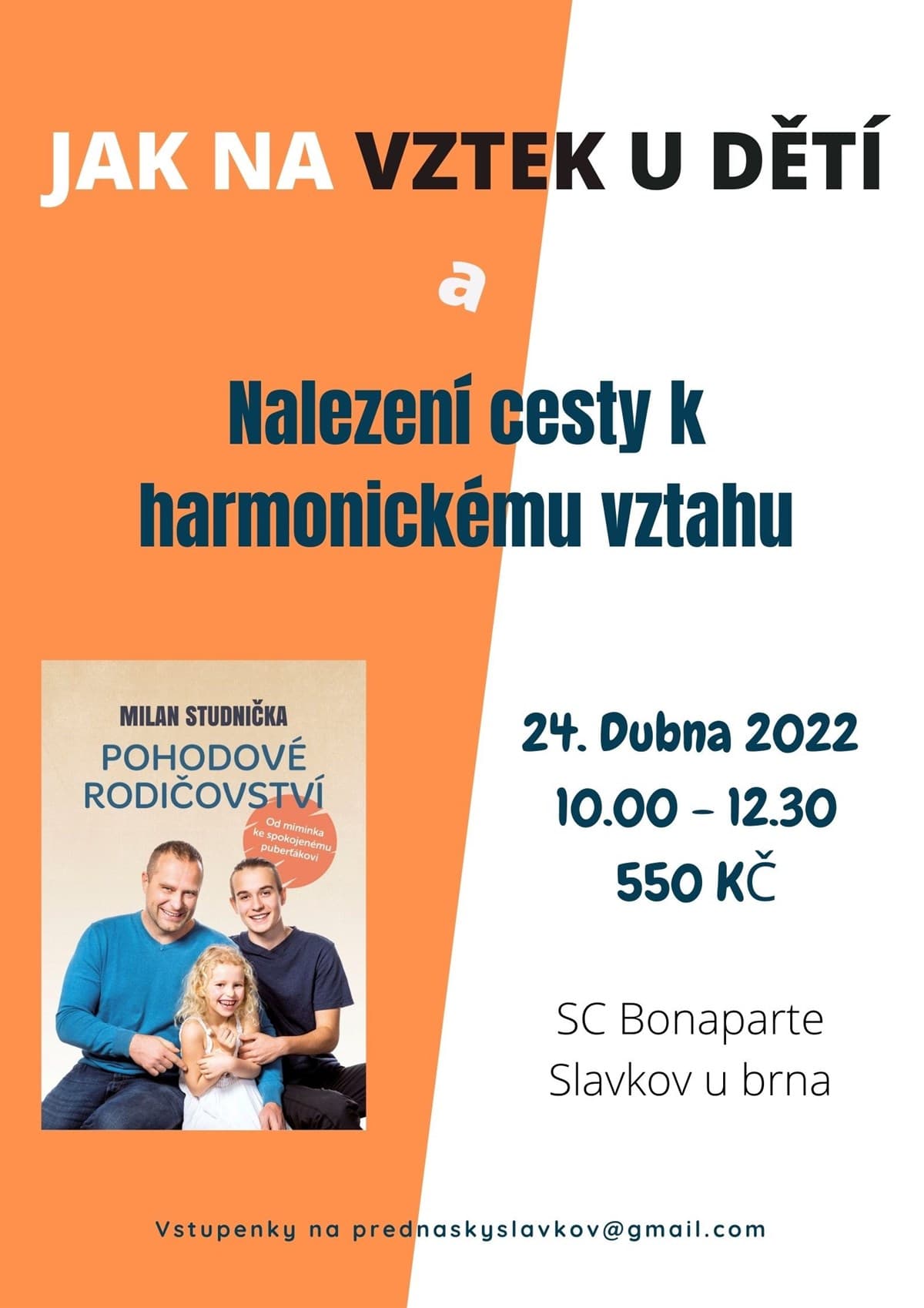 Přednáška s Milanem Studničkou – Jak na Vztek a Vzdor u Dětí