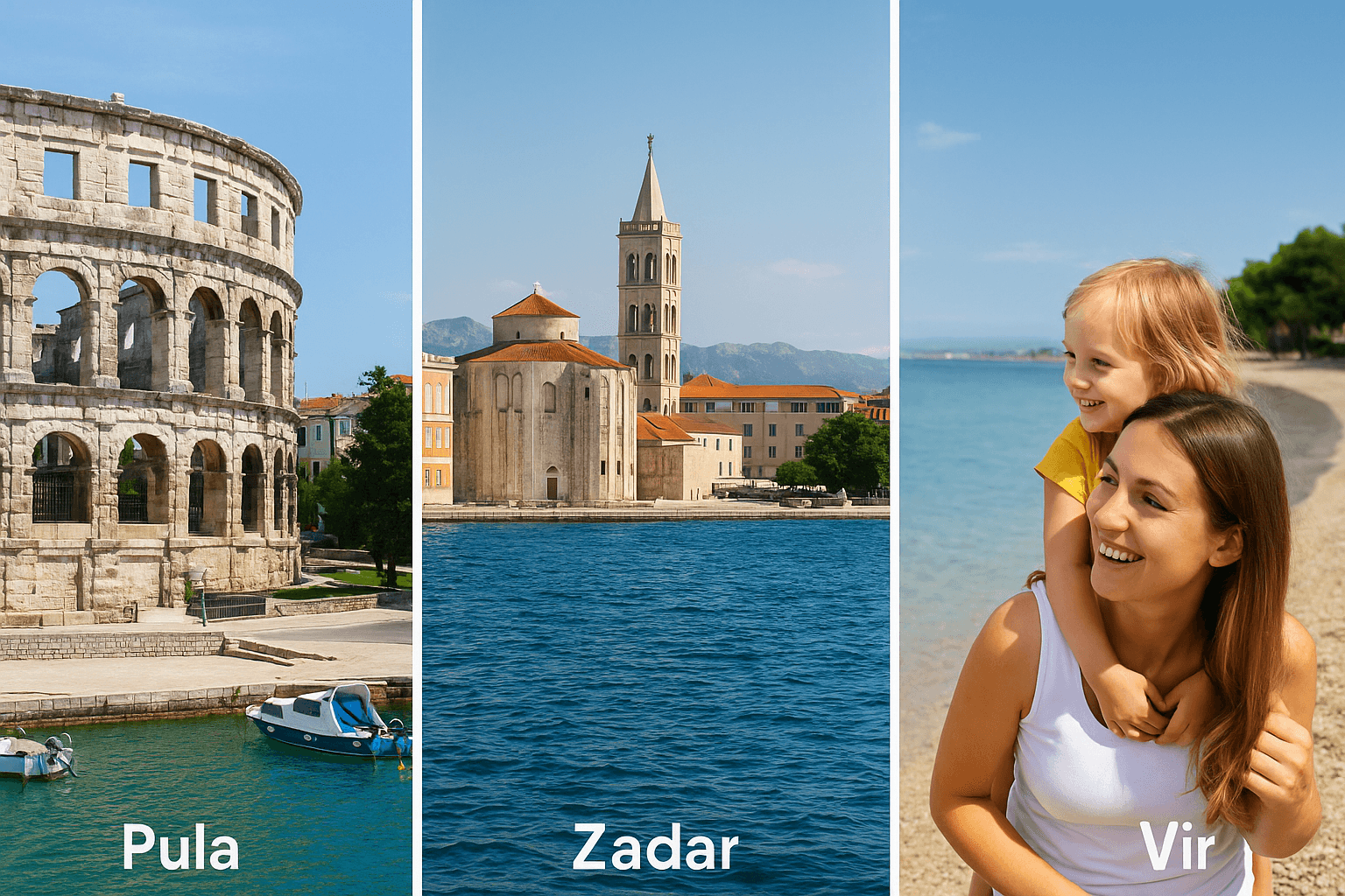 Pula, Zadar a Vir. Tři tipy na nezapomenutelnou dovolenou na Jadranu s dětmi